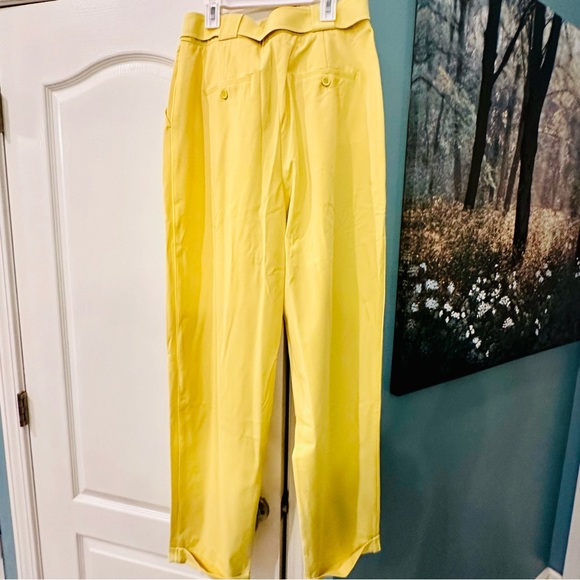 NWT $445 Tanya Taylor Pant Size 8 Daffodil Yellow High Waist Straight Leg - Picture 6 of 10